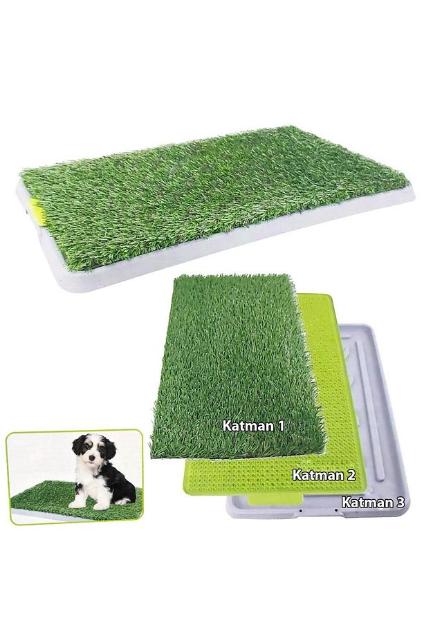 Köpek Tuvalet Eğitim Seti 3 Katmanlı Yapay Çim 42.5x67.5 Cm - 1