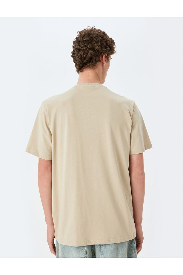 Kısa Kollu Regular Fit Bisiklet Yaka Pamuklu Slogan Baskılı Tişört - 4