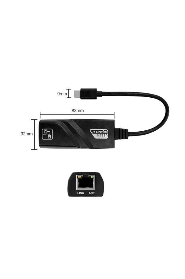 Bilgisayar Uyumlu Type-c To Rj45 Ethernet Çevirici Dönüştürücü Adaptör Destekli 1000Mbps - 4