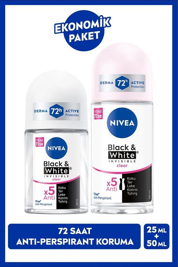 Kadın Roll-on Deodorant Black&white Clear 50ml Ve Mini Roll-on Black&white Clear 25ml - 1