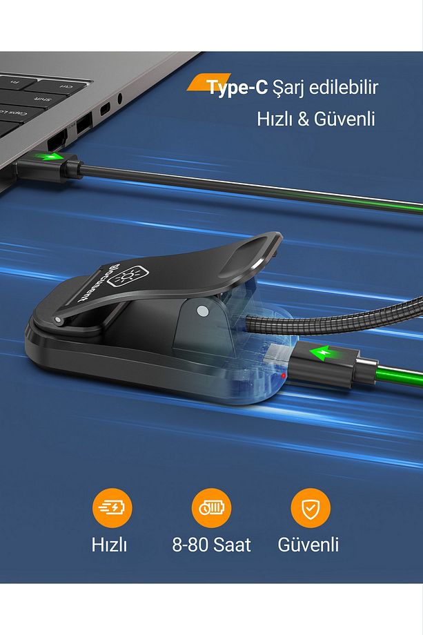 Şarjlı LED Masa, Kitap Lambası Çalışma, Okuma, Tamirci Ergonomik Esnek Şarjlı Type C - 5