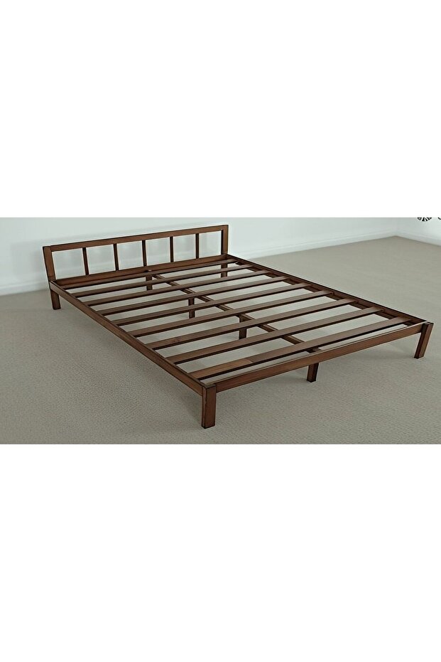 200cm X 200cm Masif Ahşap YUVARLAK ÇITALI BAŞLIKLI ÇİFT KİŞİLK CEVİZ RENGİ - 6