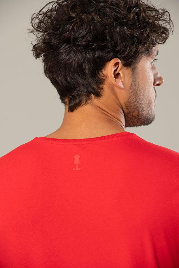 تي شيرت رجالي أحمر اللون من مودال مقاس كبير 239 - 4