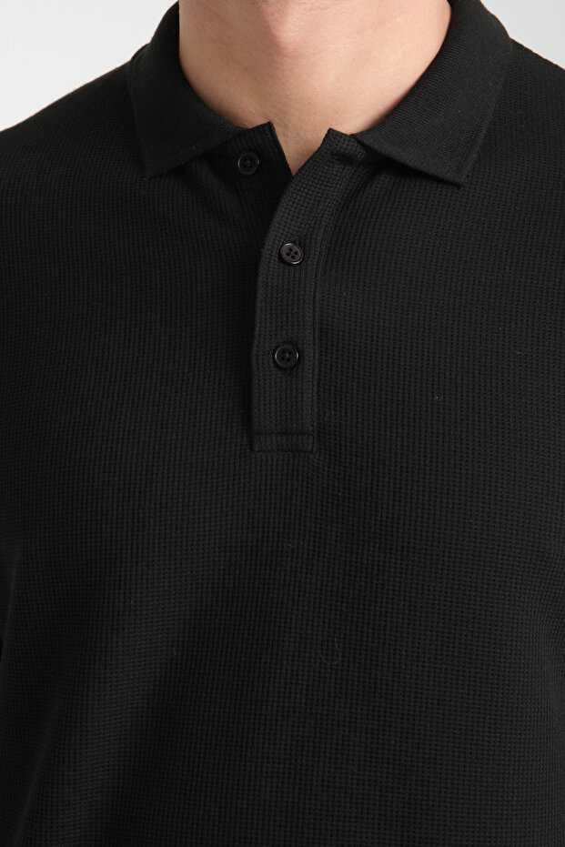 Stretchy Knitted Buttoned Polo Neck Men's Classic Fit Polo Neck T-Shirt 100% Cotton