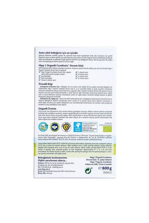 2 Organik Combiotic Devam Sütü 800 gr 6-12 Ay NO COLOR 2 - 5