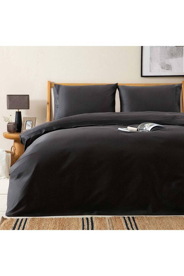 Annette 100% Cotton King Size Duvet Cover Set 230X220 cm Anthracite