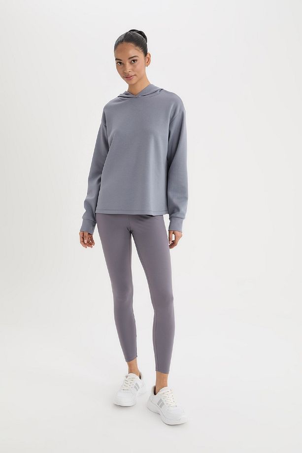 Fit Standart Fit Kapüşonlu Skuba Dalgıç Kumaş Sporcu Basic Düz Sweatshirt A5626ax24au - 5