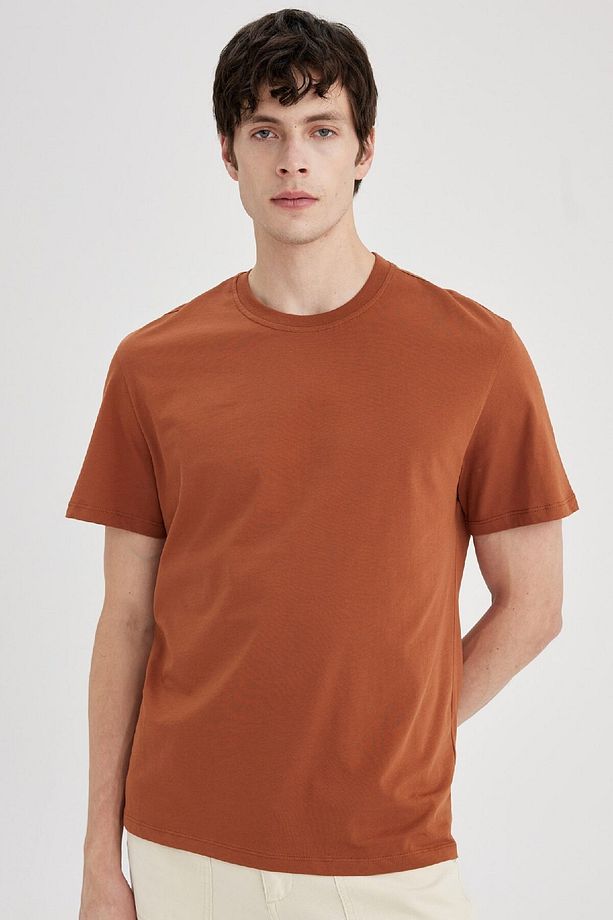 %100 Pamuk New Regular Fit Bisiklet Yaka Basic Düz Kısa Kollu Tişört V7699az24sp - 1