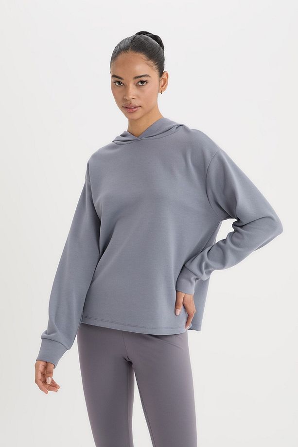 Fit Standart Fit Kapüşonlu Skuba Dalgıç Kumaş Sporcu Basic Düz Sweatshirt A5626ax24au - 6