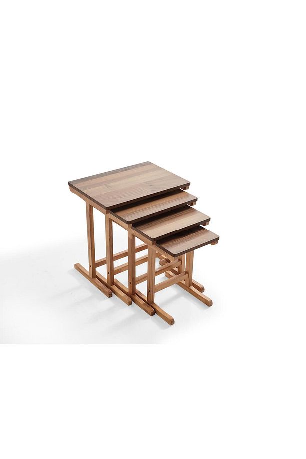 Walnut Dörtlü Zigon Sehpa |Ceviz | Kayın Sehpa - 2