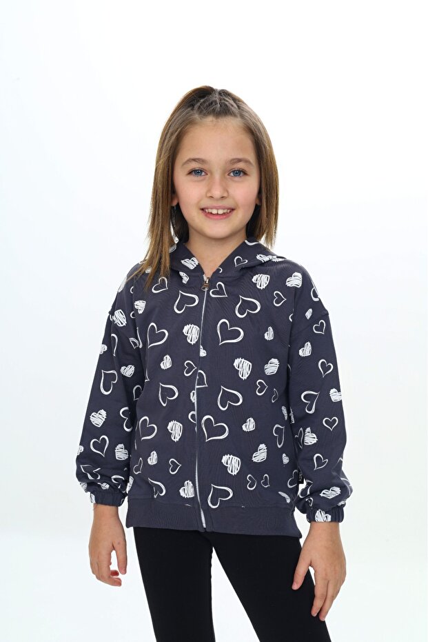 Kız Çocuk Kapüşonlu Hırka - 1