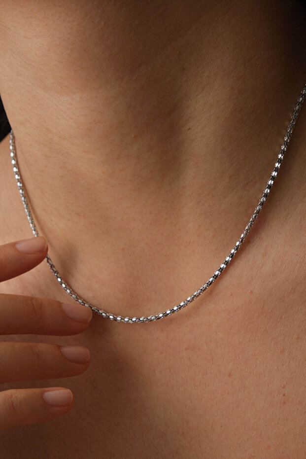 Steel Sequin Rope Chain Necklace Unisex Tarnish Free 2mm Minimal Suitable for Daily Use