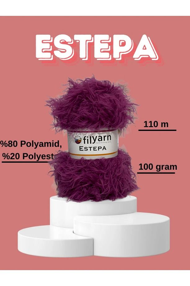 Estepa Menekşe Rengi, Örgü Ipi, Sakallı Ip, Kürk Ip, Tüylü Ip, Yumuşak Ip,tavşan Tüyü - 2