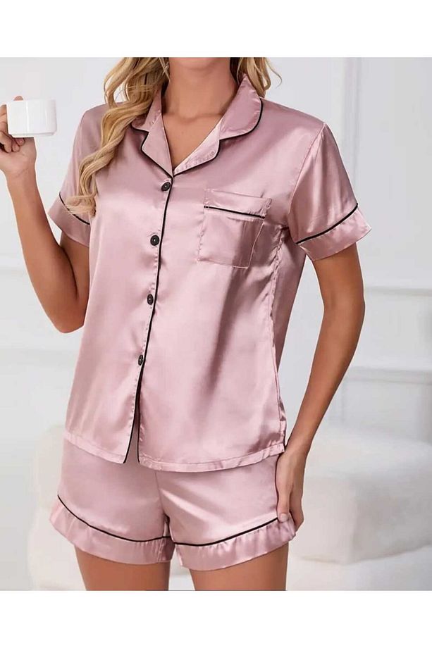 saten şortlu pijama takımı - 2