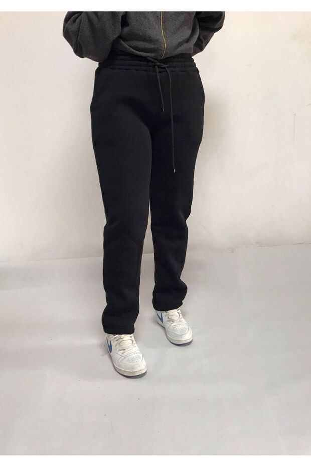 Black Straight Leg Baggy Cut Sweatpants