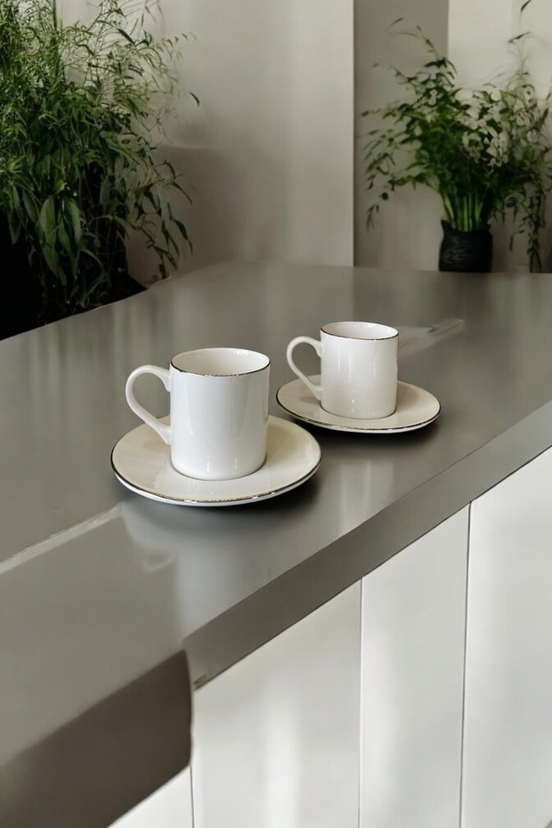 Shams Real Platinum Gilded 2-Person 4-Piece Porcelain Coffee Cup Set