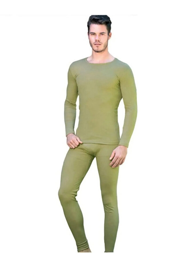 Men's Military Thermal Underwear Bottom Top Set - Green
