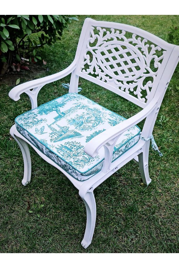 Cunda Model Ferforje Görünümlü Plastik Kare 2'li Masa ve Sandalye Takım Balkon Bahçe Takımı İç/Dış - 7