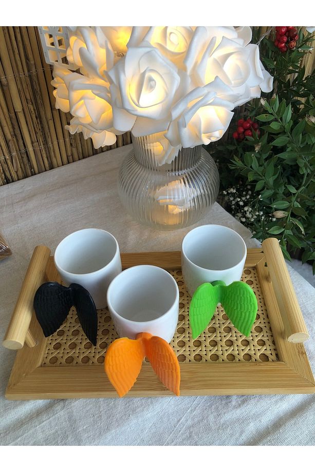 2 Adet %100 Doğal Hazeran Bambu Kahve Çay Sunum Servis Tepsisi - 5