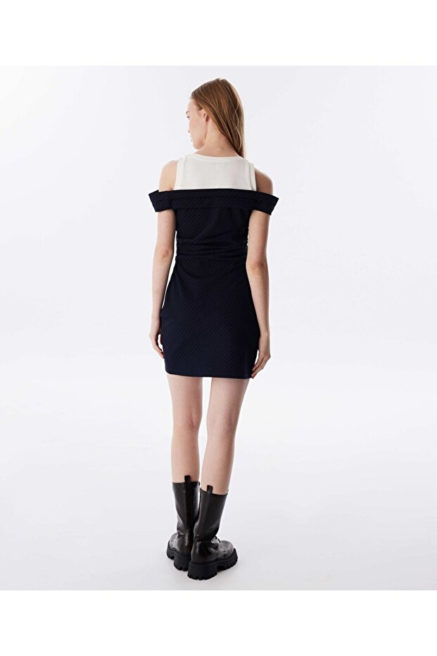 ÇİFT PARÇA GÖRÜNÜM DRAPELİ ELBİSE - 6