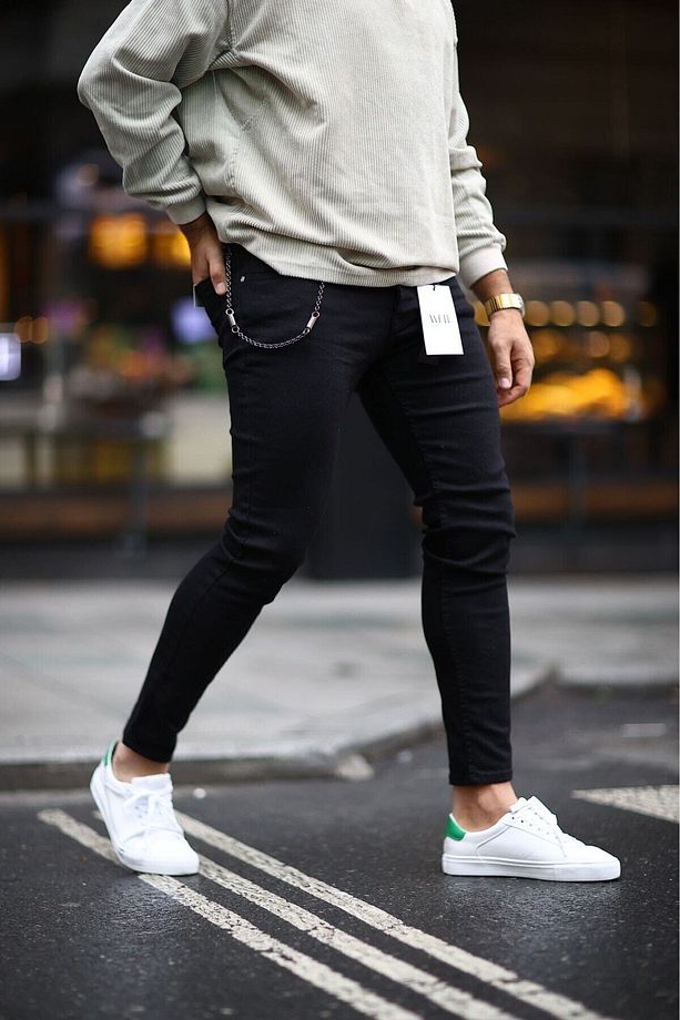 Erkek Slimfit Likralı Esnek Siyah Kot Pantalon Class-01 - 1