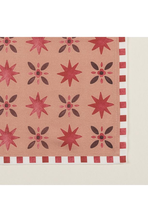 Nilüfer Overloklu Baskılı Pamuk %100 Pamuk Peçete 45x45 Cm Bordo - 4