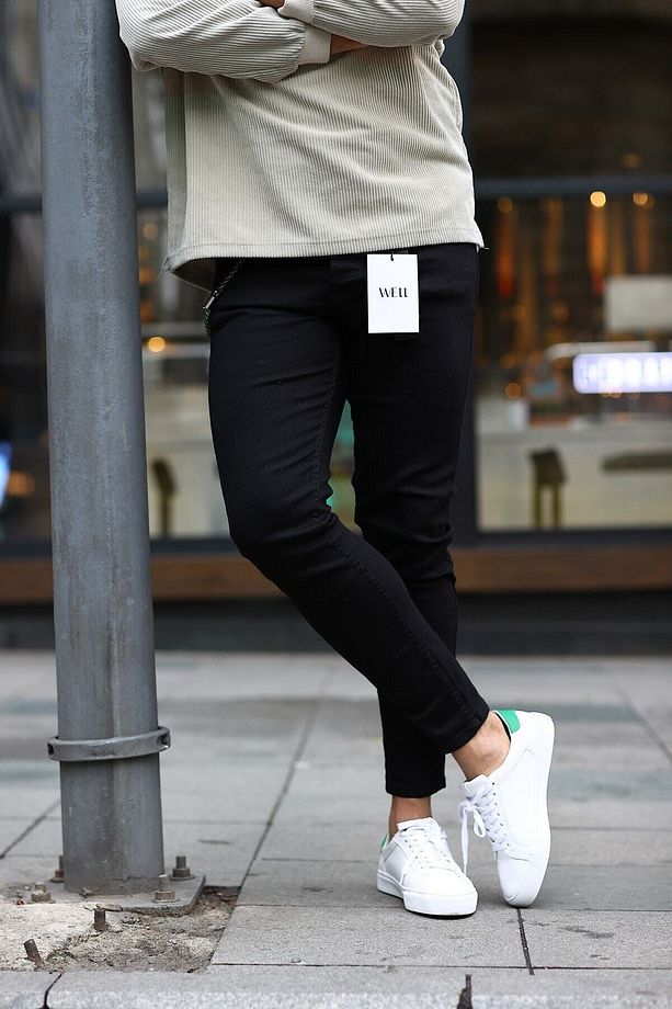 Erkek Slimfit Likralı Esnek Siyah Kot Pantalon Class-01 - 3