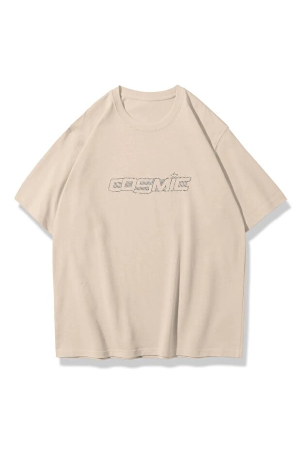 Harajuku Cosmic Detail Unisex Oversize Shining Stone Printed Tshirt
