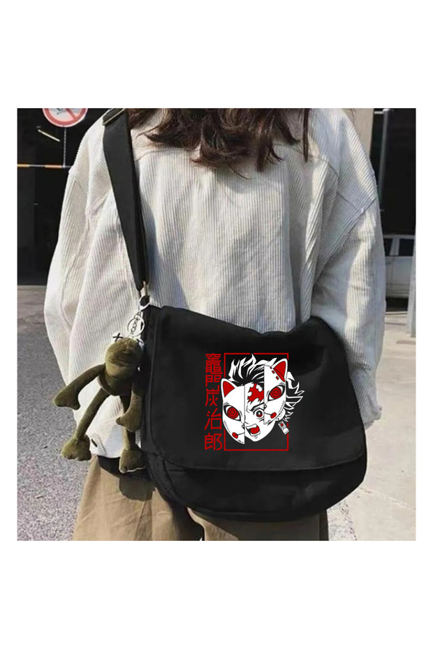 Anime Demon Slayer Tanjiro Black Messenger Bag