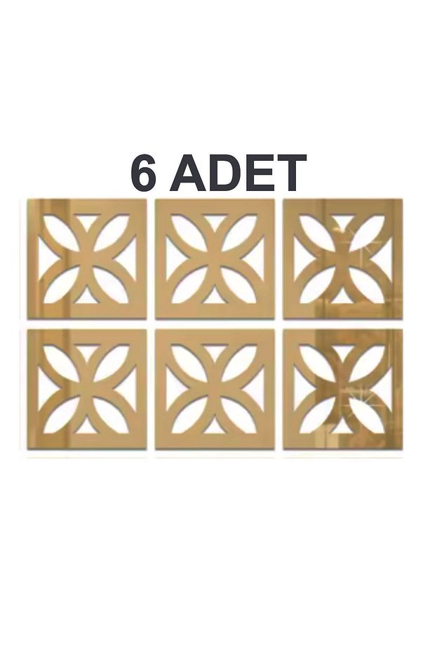 (6ADET) ALTIN AYNA DÖRT YAPRAKLI ÇİÇEKLİ PLEKSİ DUVAR DEKORATİF (28X28CM)(Kendinden Yapışkanlı) - 4