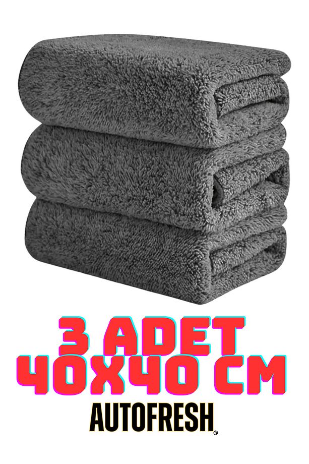 3 ADET MİKROFİBER BEZ SETİ ARAÇ YIKAMA OTO UYGULAMA TEMİZLİK BEZİ 40X40 CM - 1