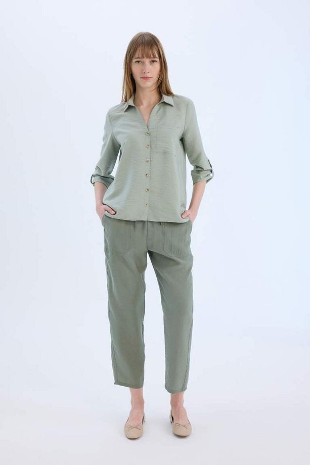 Yeni Sezon Regular Fit Basic Düz Uzun Kollu Gömlek - 2