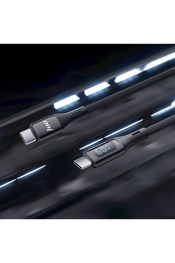 60w Dijital Led Ekranlı Örgülü Usb Type-c To Type-c Hızlı Şarj Ve Data Kablosu 2 Metre - 3