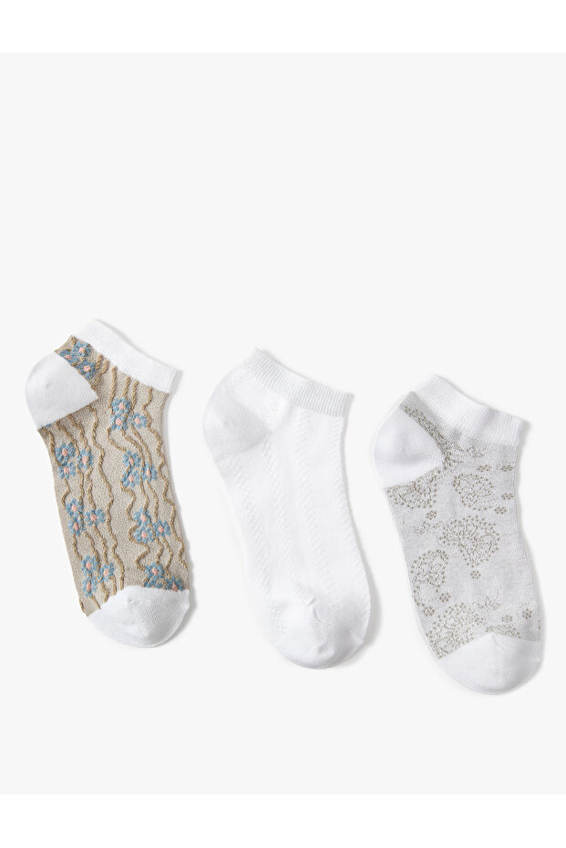 3-Piece Booties Socks Set Floral Patterned - 2
