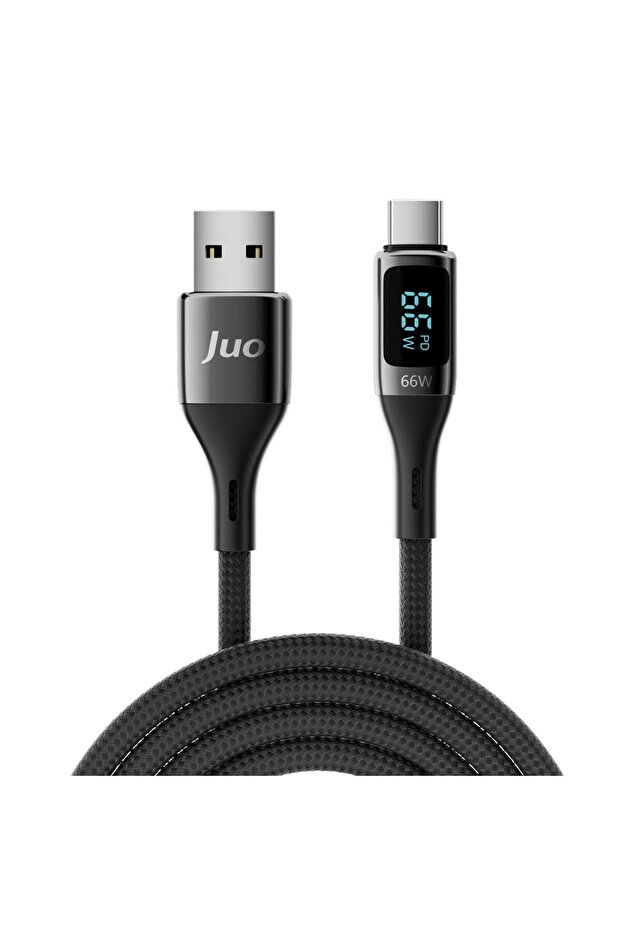 66w Dijital Led Ekranlı Örgülü Usb-a To Usb Type-c Hızlı Şarj Ve Data Kablosu 2 Metre - 6