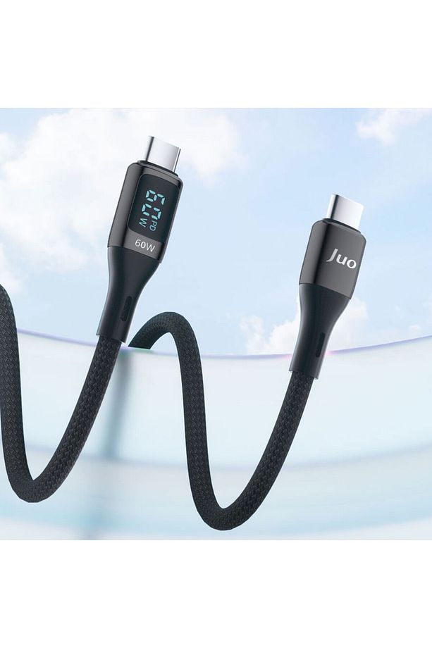 60w Dijital Led Ekranlı Örgülü Usb Type-c To Type-c Hızlı Şarj Ve Data Kablosu 2 Metre - 2