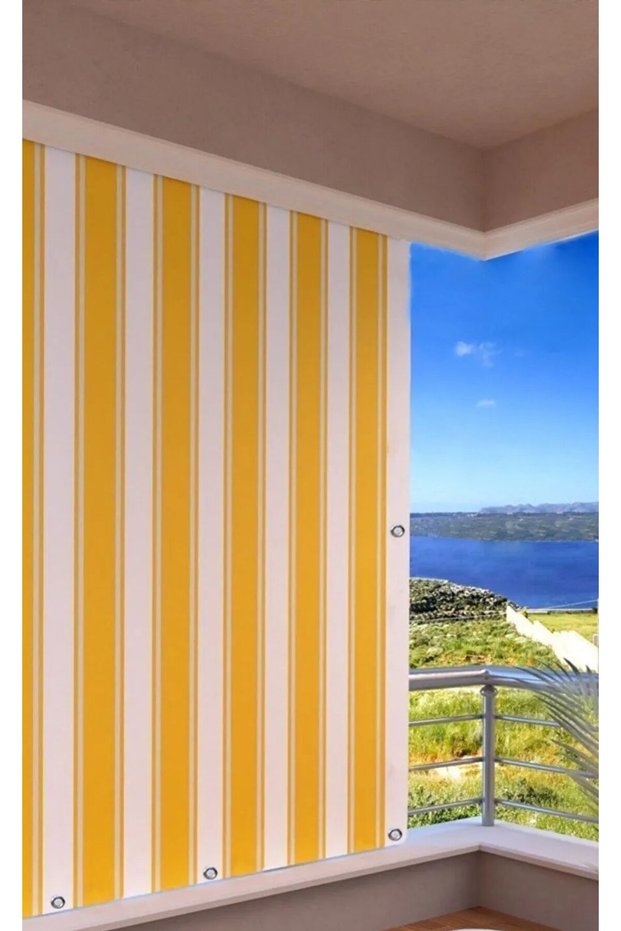 Gencer Home Balcony Curtain Bird's Eye Yellow White with Size Options