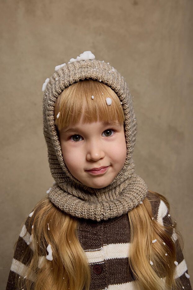 Knitted Children's Balaclava Beanie Mink