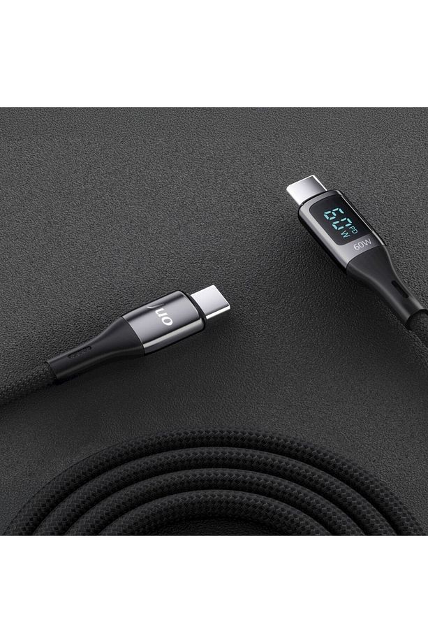 60w Dijital Led Ekranlı Örgülü Usb Type-c To Type-c Hızlı Şarj Ve Data Kablosu 2 Metre - 4
