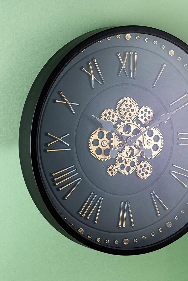 ساعة حائط بعجلة مزخرفة - 60 سم - 2