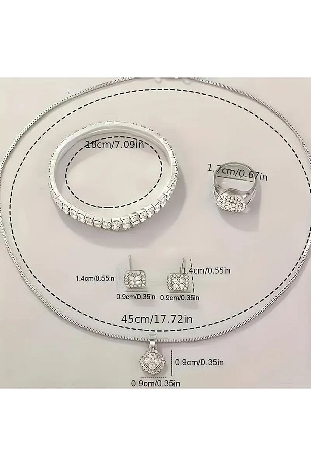 5 Adet Moda Saat ve Takı Seti, Rhinestone Süslemeli - 4