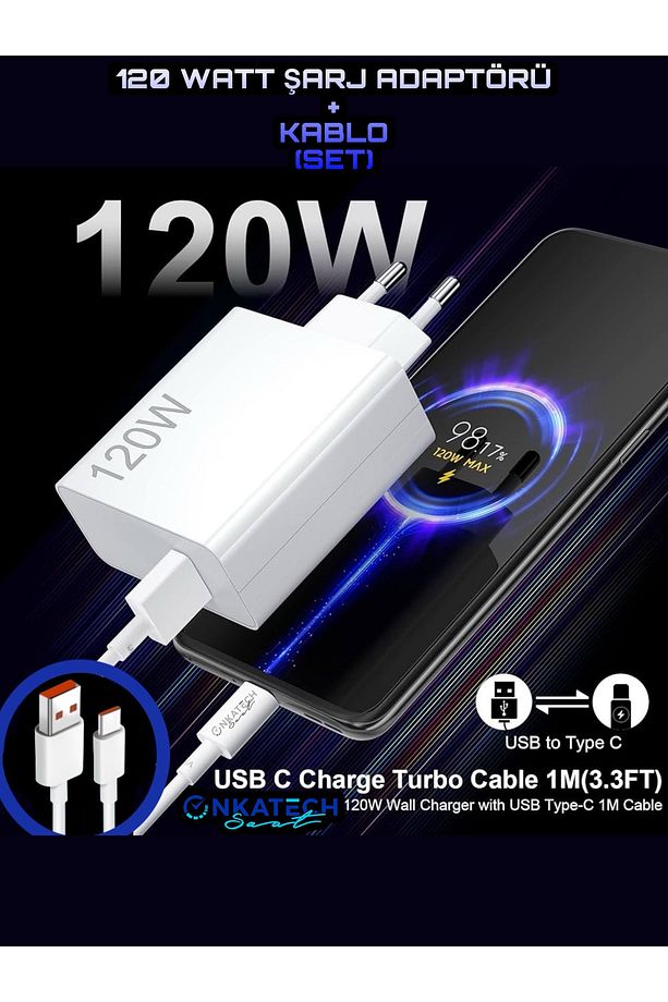 İntermax Type-c 120w (WATT) Hızlı Şarj Aleti Adaptörü Kablo (SET) - 1