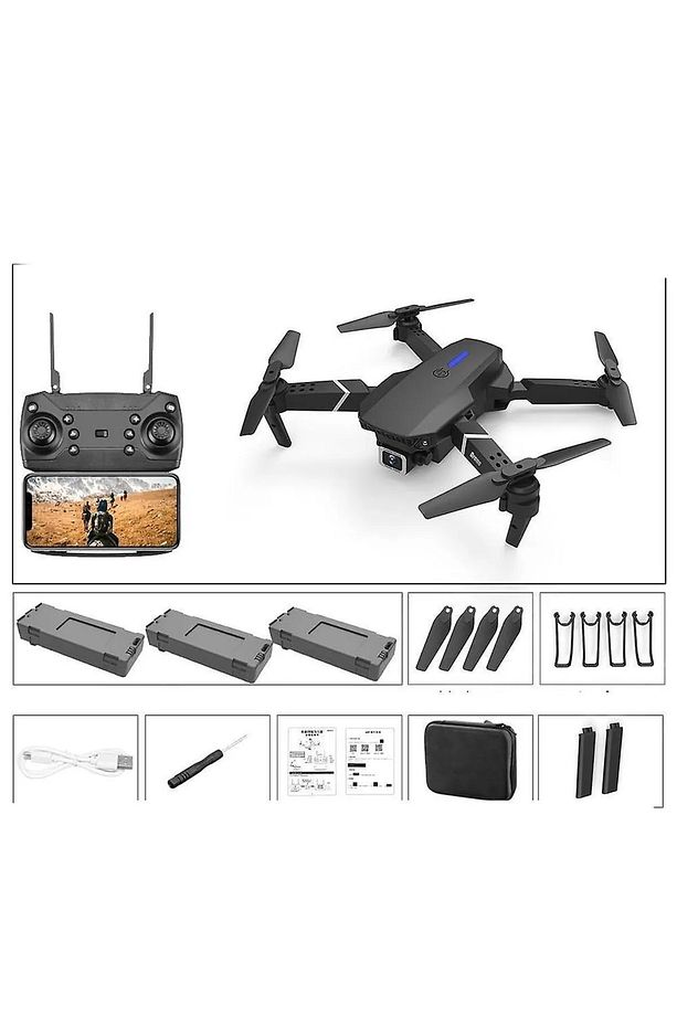 E88 Pro 4k Hd Çift Kameralı Drone App Kontrol Wifi Li Katlanabilir - 3