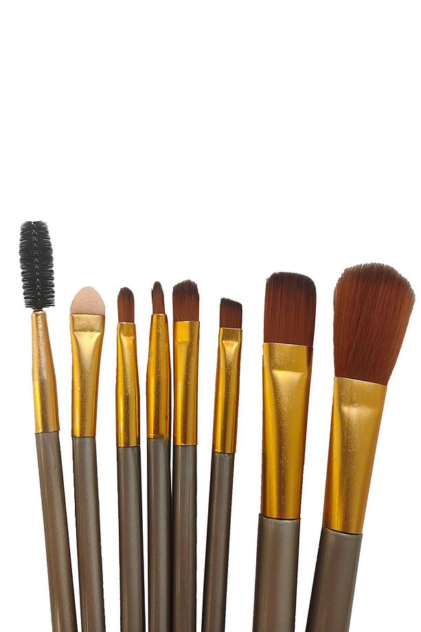 8 Parça Teneke Kutulu Makyaj Fırçası Seti Fondöten Far Eyeliner Fırça cin827khv - 4