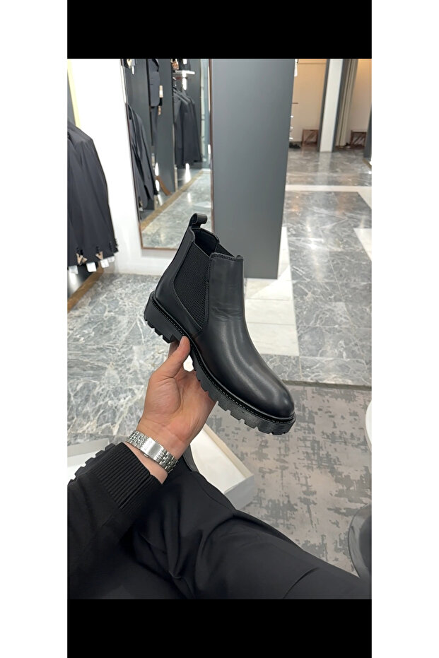 Erkek siyah yüksek taban Kışlık Bot - 1