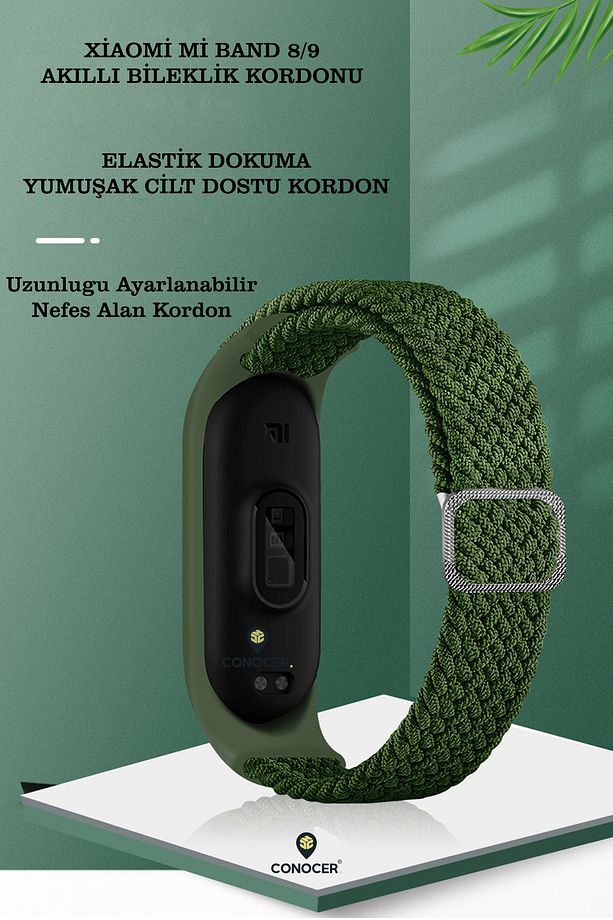 Xiaomi Mi Band 8/9 Uyumlu Yeni Tasarım Mikrofiber Dokuma Hasır Kordon Kayış - 2