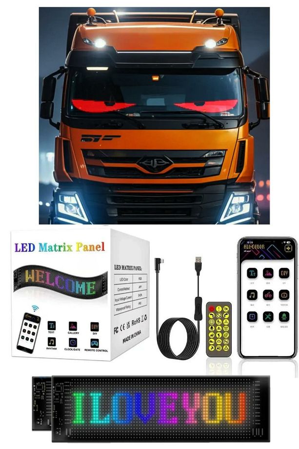 7 cm - 17 cm Silikon Led Ekran Matrix Panel Led Cama Yapışan Motor Araba Tır Yazısı Esnek Led - 4