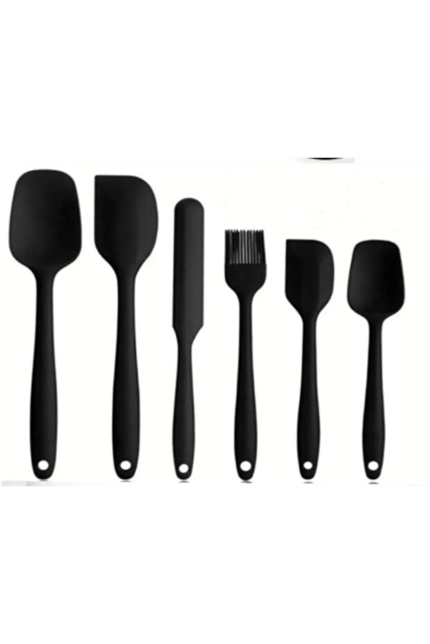 Set of 6 Black Silicone Spoons