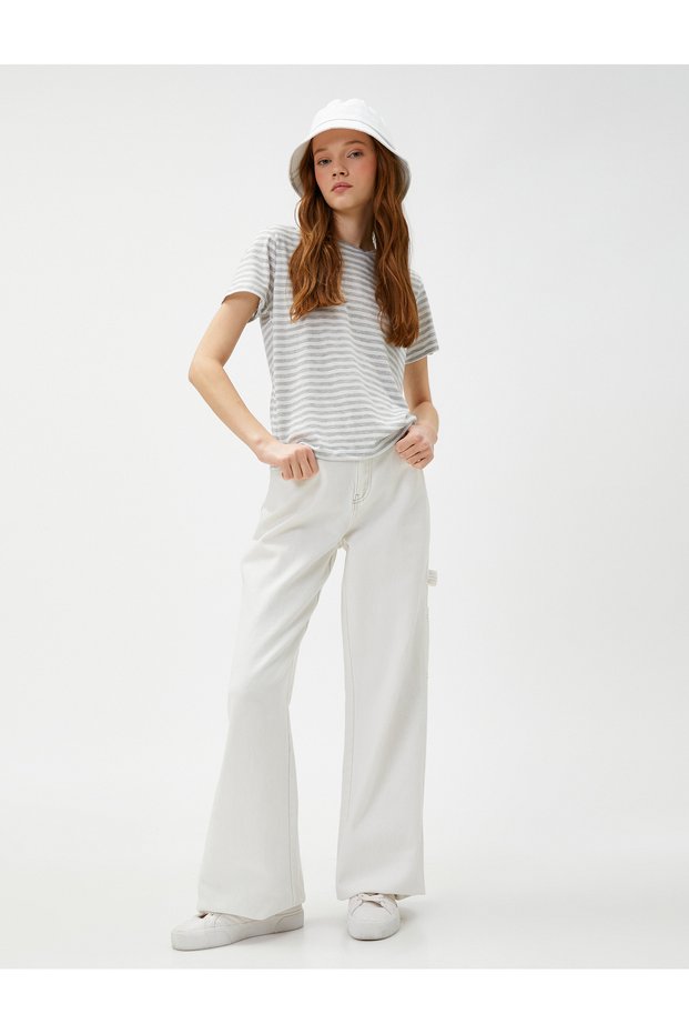 Crew Neck T-Shirt Short Sleeve Viscose Blended