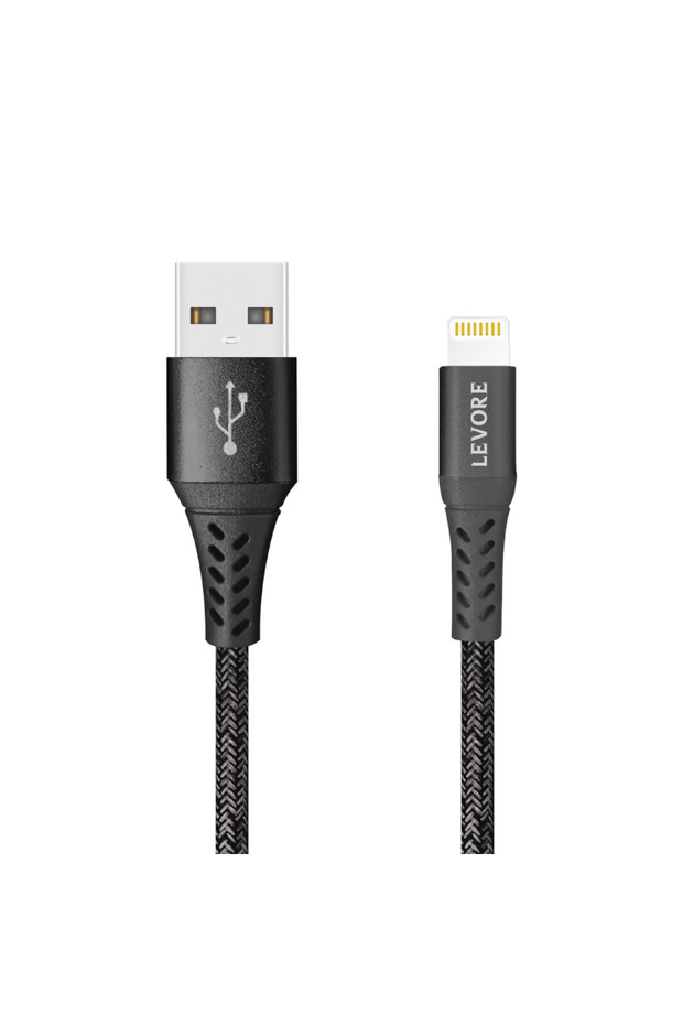 كابل USB إلى Lightning نايلون معتمد من MFI بطول 1.8 متر - أسود